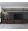 Meuble TV design industriel | Chêne foncé et noir