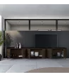 Meuble TV design industriel | Chêne foncé et noir