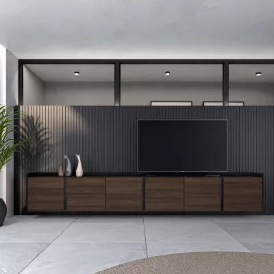 Mueble TV suspendido | Roble oscuro y Negro