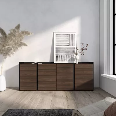 Buffet | Chêne foncé et noir | 207x80x35cm