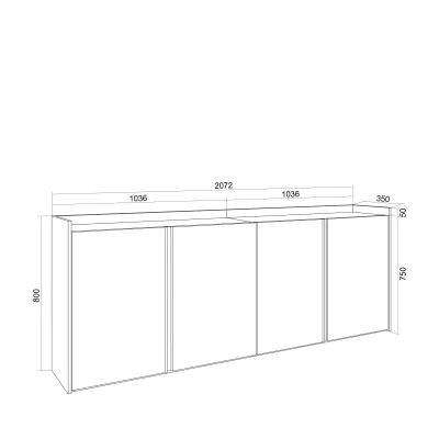 Buffet | Chêne foncé et noir | 207x80x35cm