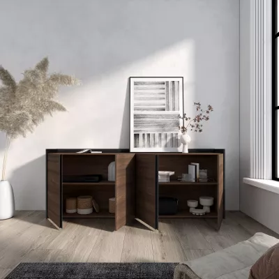 Buffet | Chêne foncé et noir | 207x80x35cm