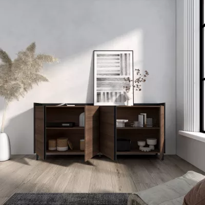 Aparador estilo industrial | roble oscuro y negro