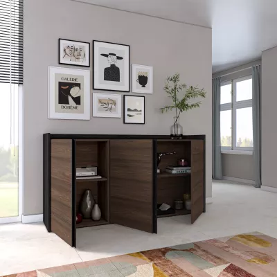 Aparador | Roble oscuro y Negro | 156x80x35cm