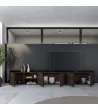 Mueble TV almacenamiento roble oscuro y negro 309x35x50cm