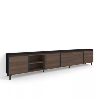 Mueble TV estilo industrial | roble oscuro y negro