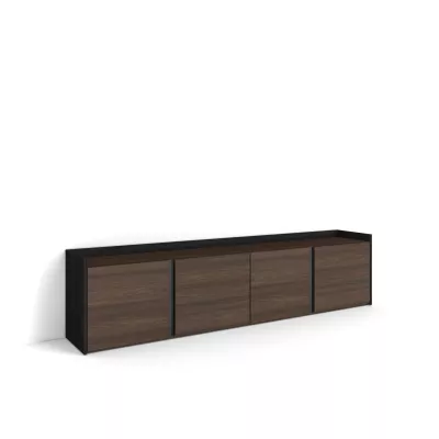 Mueble TV | Roble oscuro y Negro | 207x50x35cm