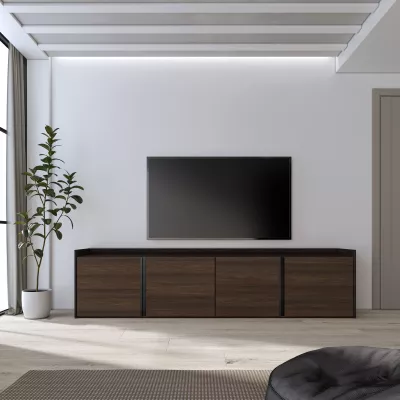 Mueble TV | Roble oscuro y Negro | 207x50x35cm