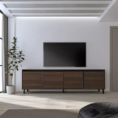 Mueble TV estilo industrial | roble oscuro y negro