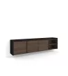 Mueble TV suspendido roble oscuro y negro 207x35x50cm