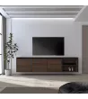 Mueble TV suspendido roble oscuro y negro 207x35x50cm