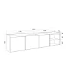 Mueble TV suspendido roble oscuro y negro 207x35x50cm