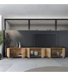 Mueble TV roble y negro 309x61x35cm