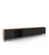 Mueble TV con almacenaje negro y roble 309x35x61cm