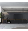 Mueble TV con almacenaje negro y roble 309x35x61cm