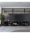 Mueble TV con almacenaje negro y roble 309x35x61cm