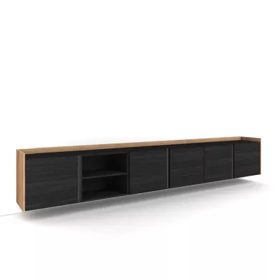 Mueble TV suspendido | negro y roble