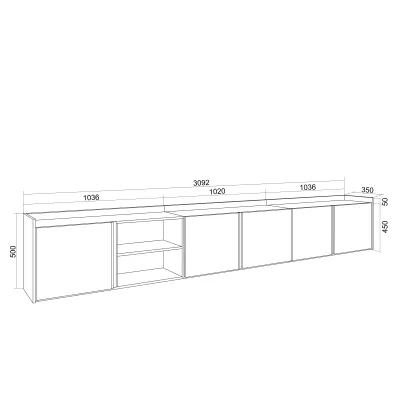 Mueble TV suspendido | negro y roble