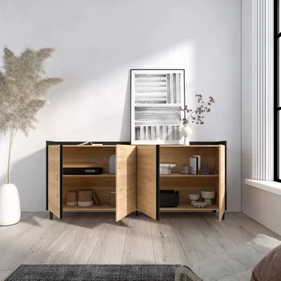 Aparador estilo industrial | Roble y negro