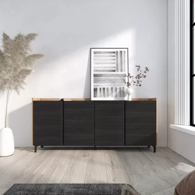 Buffet design industriel | Noir et chêne