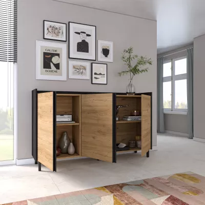 Buffet style industriel | Chêne et noir