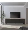 Mueble TV negro y roble 207x35x61 cm
