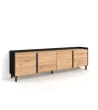 Mueble TV roble y negro 207x35x61cm