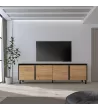 Mueble TV roble y negro 207x35x61cm