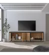 Mueble TV roble y negro 207x35x61cm