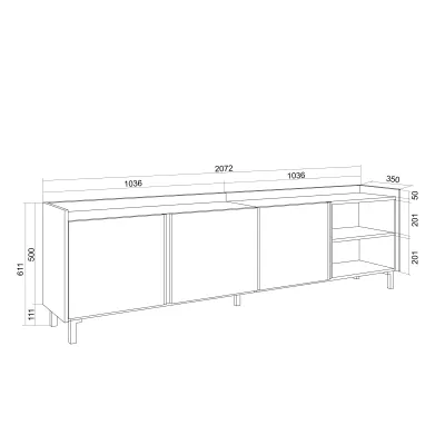 Mueble TV estilo industrial | Negro y roble
