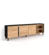 Mueble TV 80" roble y negro 207x61x35 cm