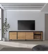 Mueble TV 80" roble y negro 207x61x35 cm