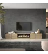 Meuble TV avec cheminée électrique | chêne et noir