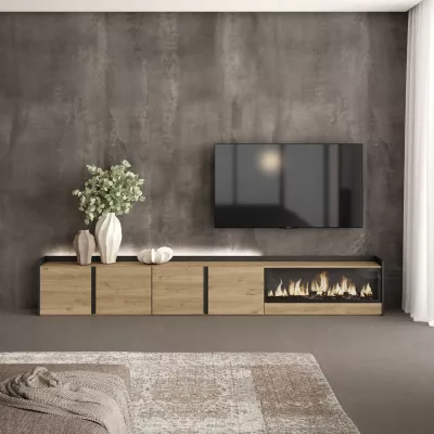 Mueble TV con chimenea eléctrica y luces LED