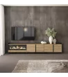 Mueble TV con chimenea eléctrica estilo industrial