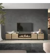 Mueble TV con chimenea eléctrica y luces LED de estilo industrial