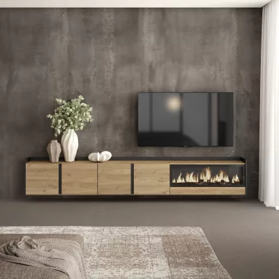 Meuble TV suspendu avec cheminée électrique