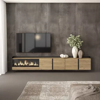 Meuble TV suspendu avec cheminée électrique