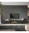 Mueble TV con chimenea eléctrica | negro y roble