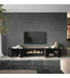 Mueble TV con chimenea eléctrica | negro y roble