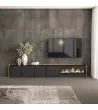 Mueble TV con chimenea eléctrica | negro y roble