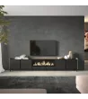 Mueble TV con chimenea eléctrica negro y roble 315x35x61cm