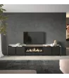 Mueble TV con chimenea eléctrica y luces LED estilo industrial