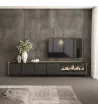 Mueble TV con chimenea eléctrica negro y roble 315x35x61cm