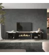 Mueble TV con chimenea eléctrica y luces LED estilo industrial