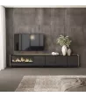 Mueble TV con chimenea eléctrica negro y roble 315x35x61cm