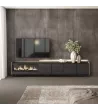 Mueble TV con chimenea eléctrica y luces LED estilo industrial