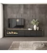 Mueble TV con chimenea eléctrica suspendido