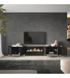 Mueble TV con chimenea eléctrica, suspendido y luz LED