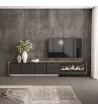 Mueble TV con chimenea eléctrica, suspendido y luz LED
